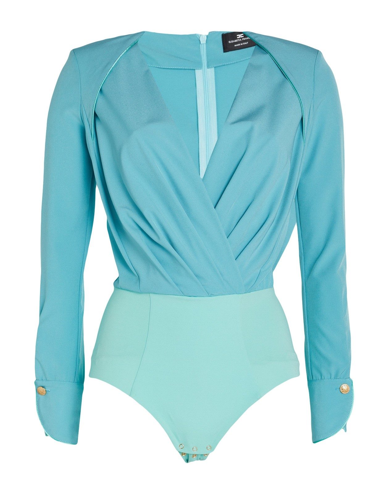 New Elisabetta Franchi Wrap Bodysuit Top Blouse Light Teal / Mint Size S