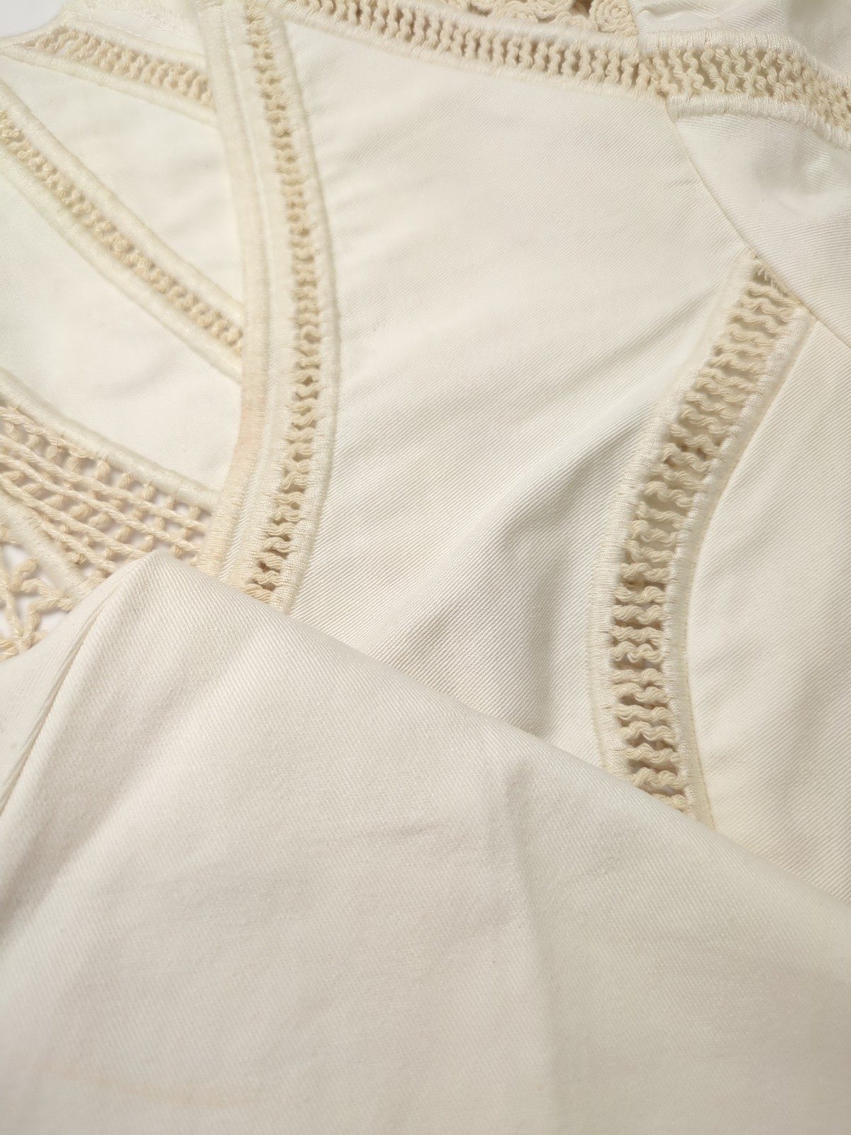 New Maje Crochet Trim Mini Dress Off-White/Cream Size L image 9