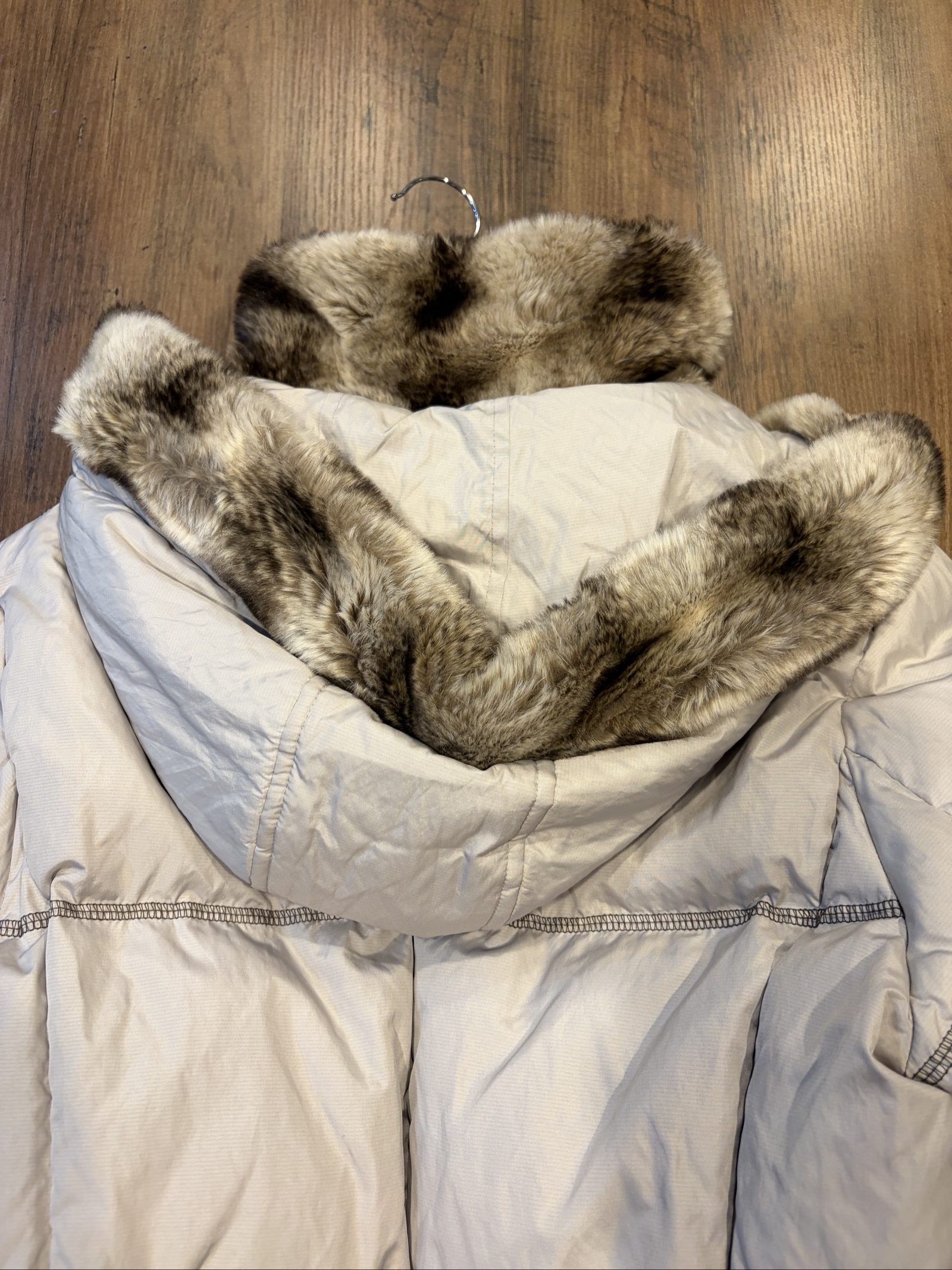 Hilary Radley Beige Faux Fur Collar Puffer Jacket Large image 5
