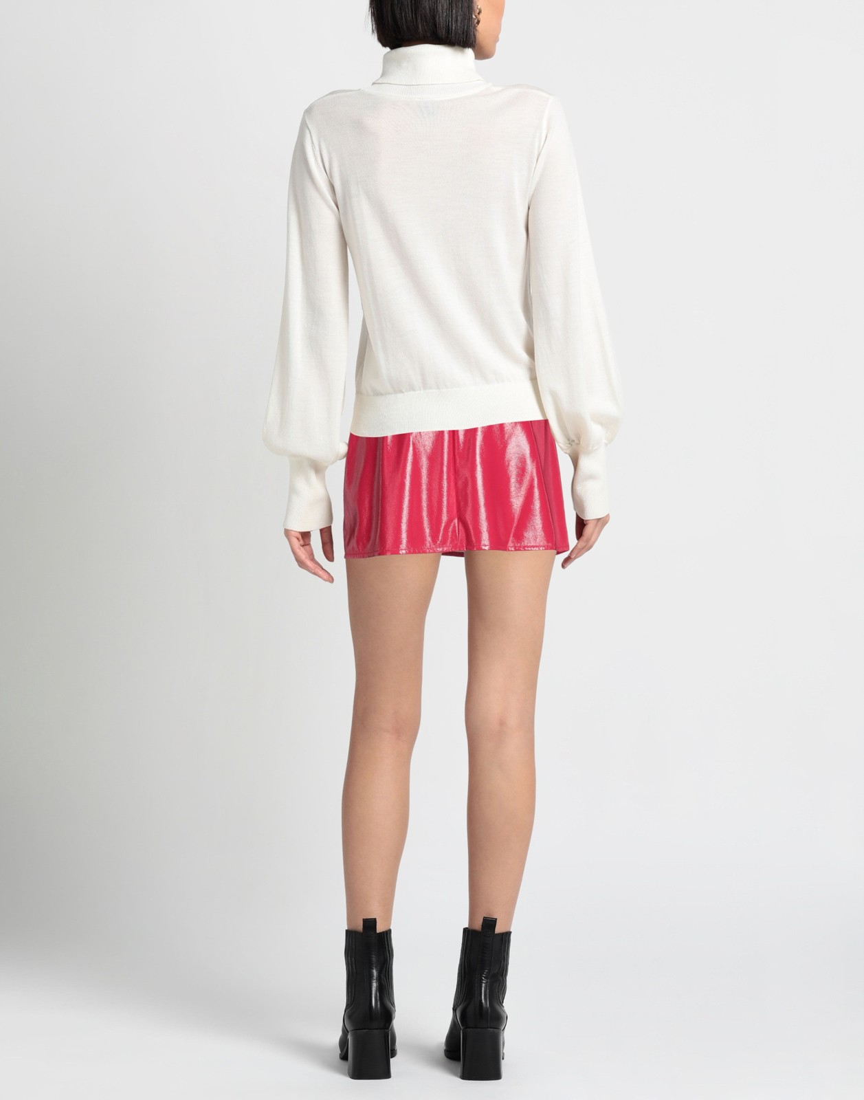 New Elisabetta Franchi Patent Faux Leather Floral Embroidered Mini Skirt Red Size S image 3
