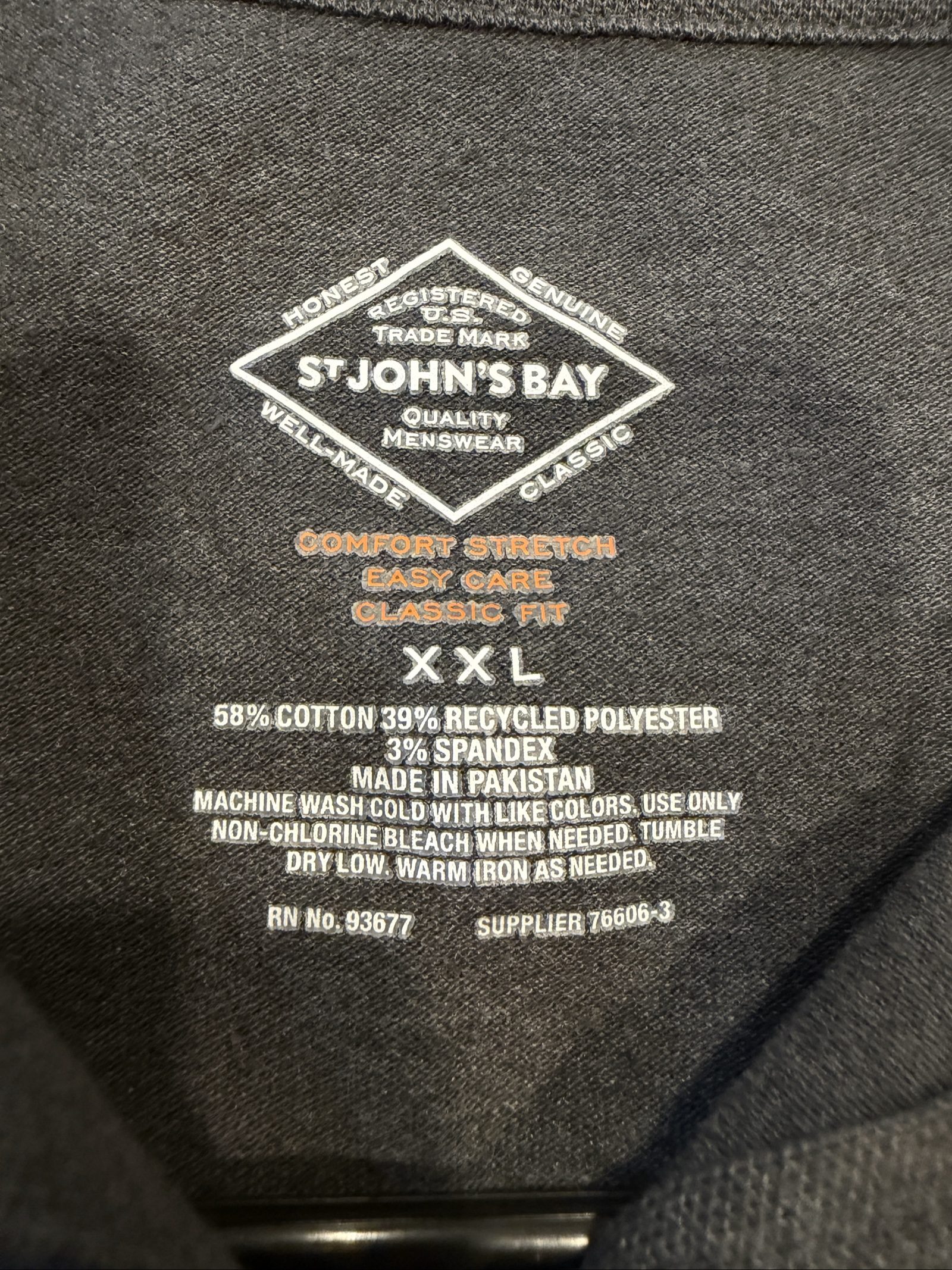 St John's Bay Men's Dark Grey Comfort Stretch Polo Shirt XXL image 2