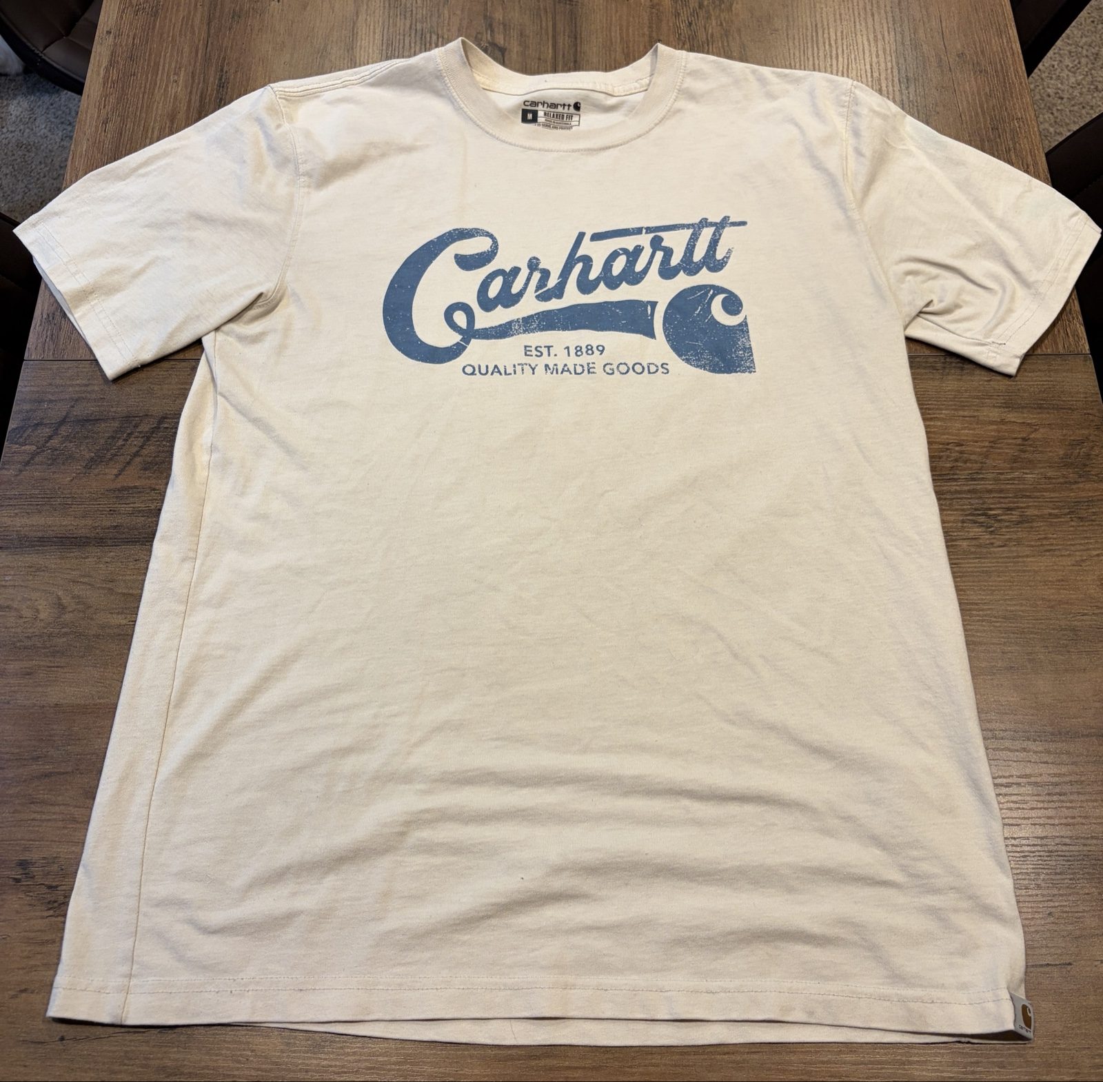 Carhartt White & Blue Men's Relaxed Fit Graphic T-Shirt Medium
