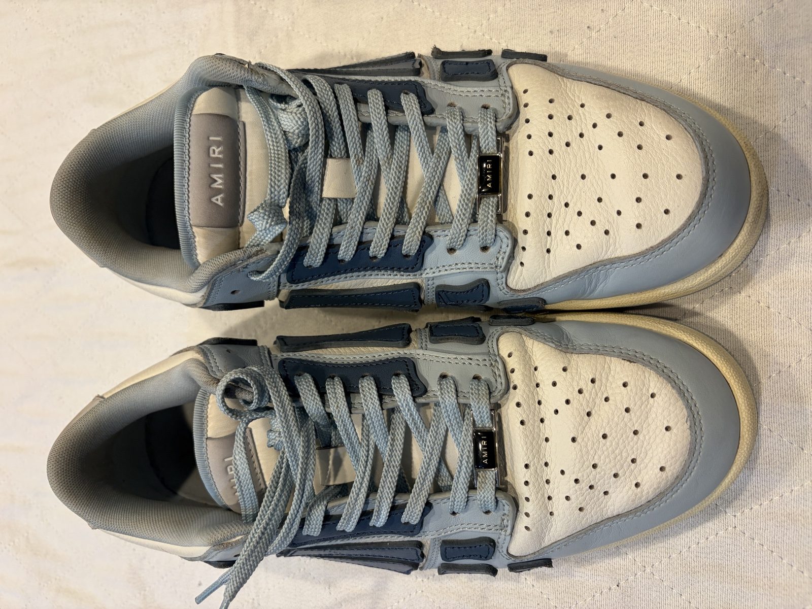 Amiri Grey & White Leather Sneakers US 9 image 2