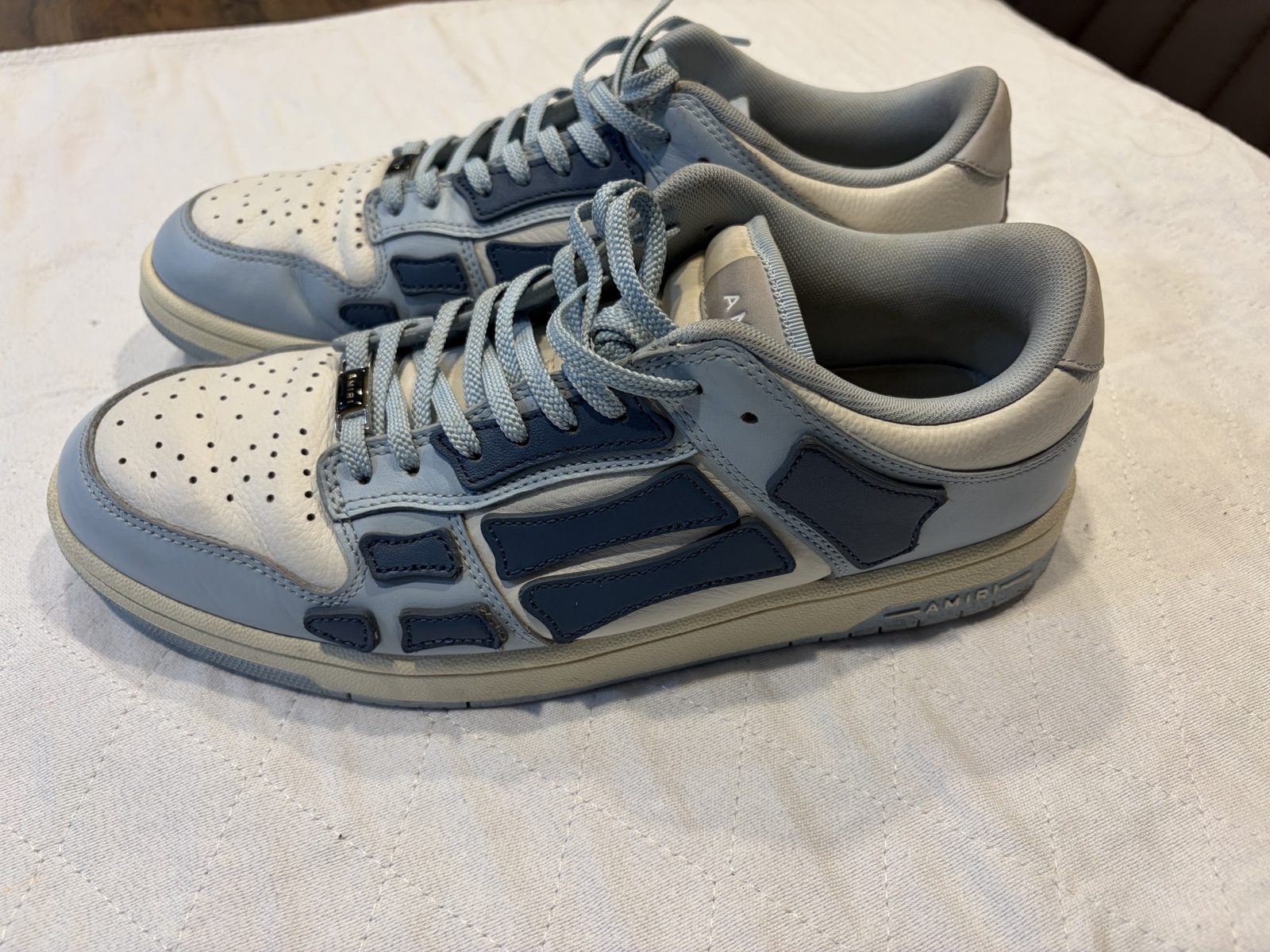Amiri Grey & White Leather Sneakers US 9 image 3