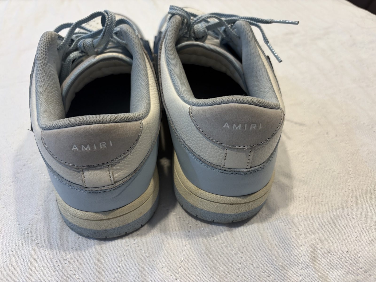 Amiri Grey & White Leather Sneakers US 9 image 4