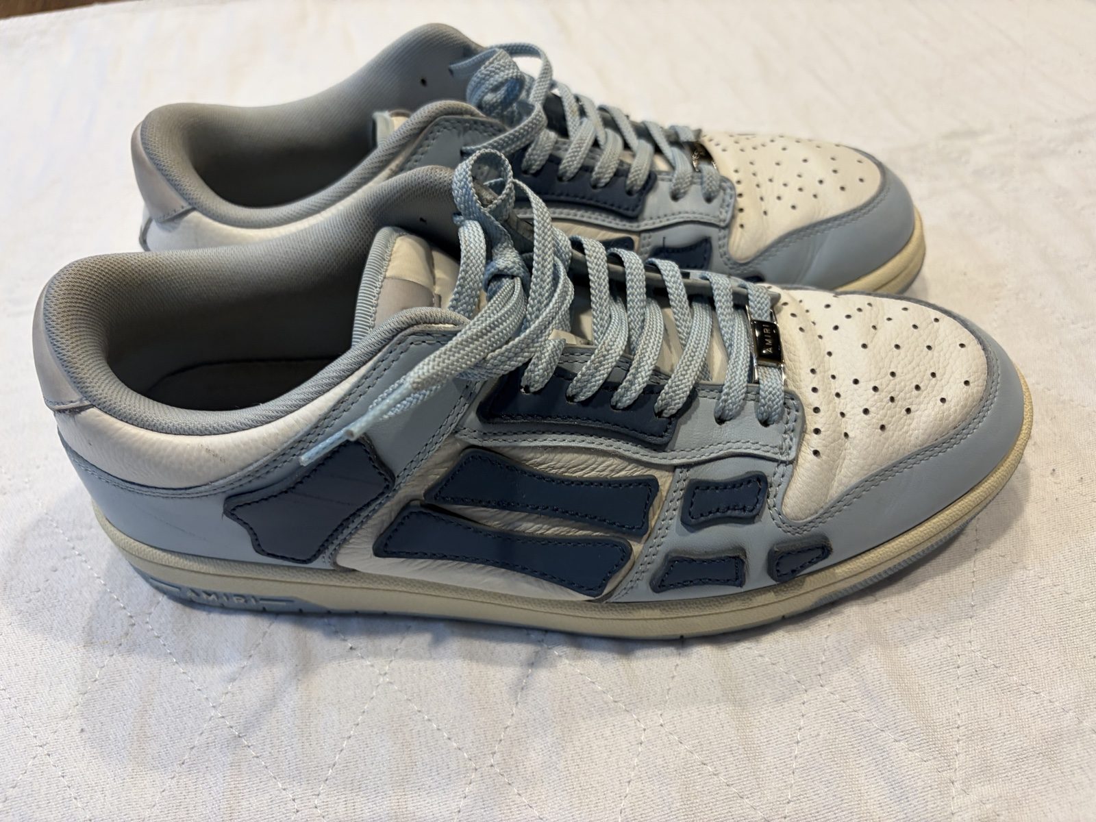 Amiri Grey & White Leather Sneakers US 9 image 5
