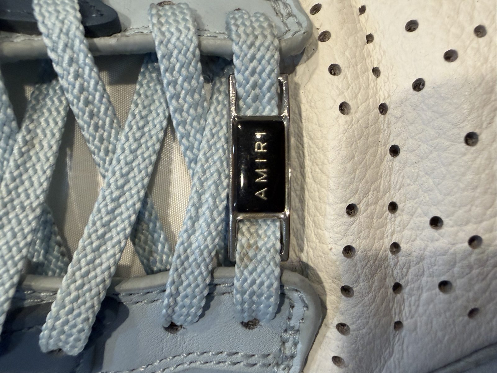 Amiri Grey & White Leather Sneakers US 9 image 6