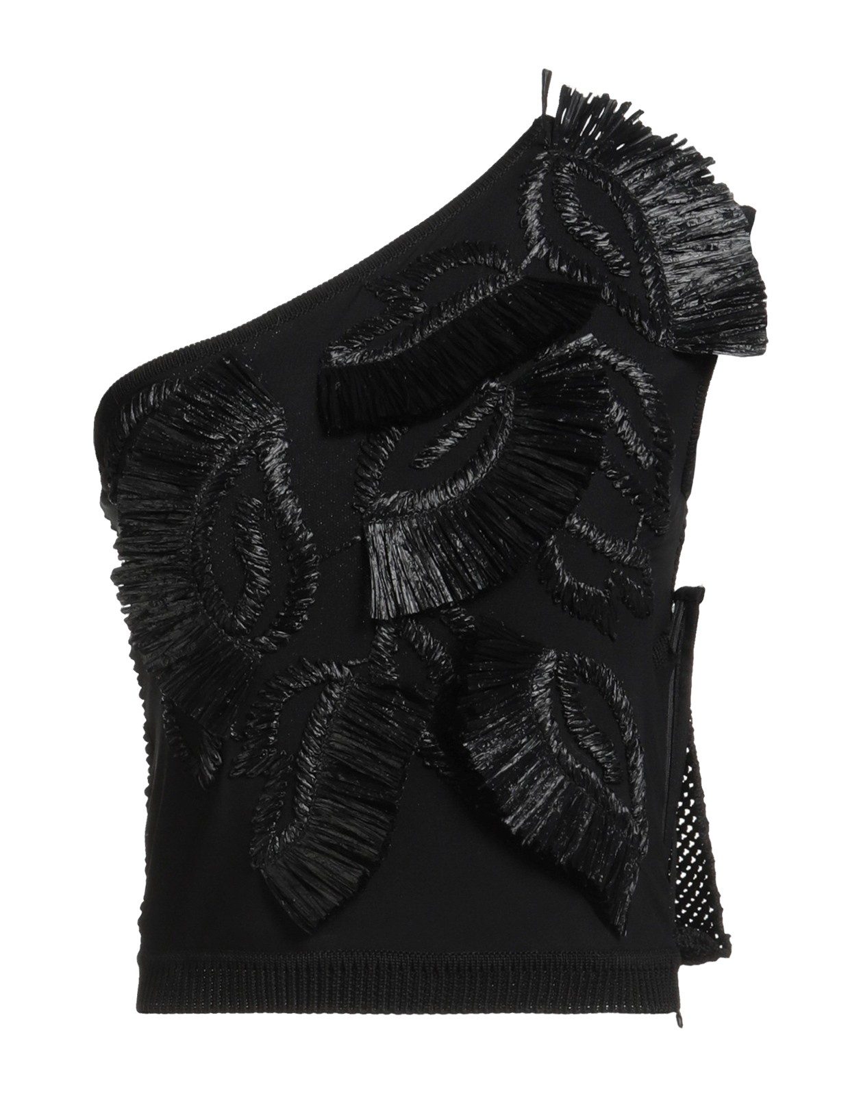 New Max Mara One-Shoulder Embroidered Top Black elegant special occasion Size S
