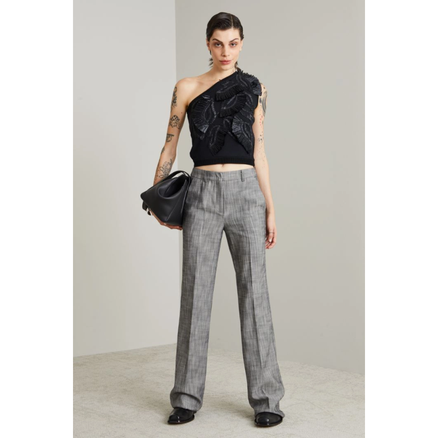 New Max Mara One-Shoulder Embroidered Top Black elegant special occasion Size S image 5