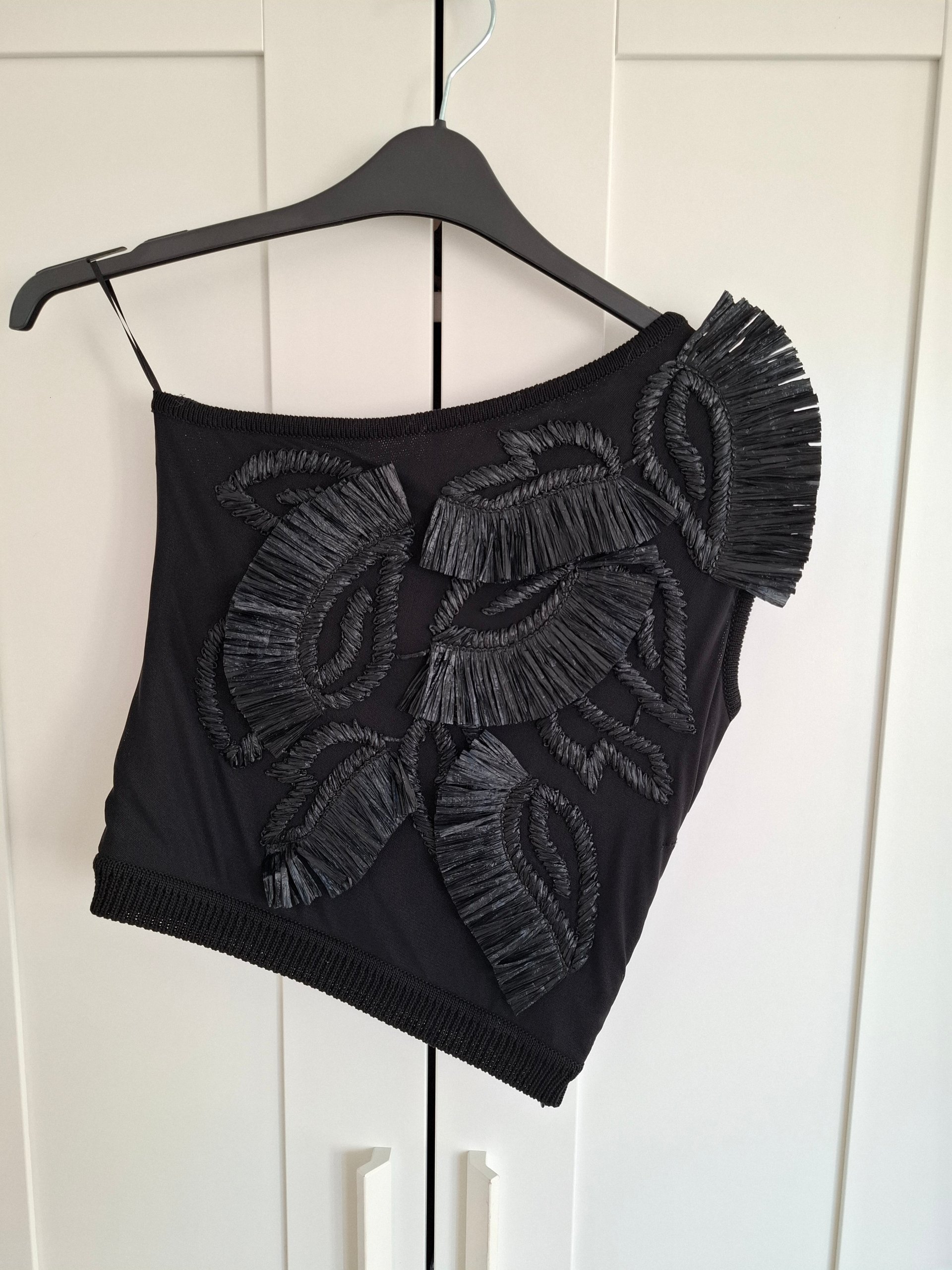 New Max Mara One-Shoulder Embroidered Top Black elegant special occasion Size S image 10