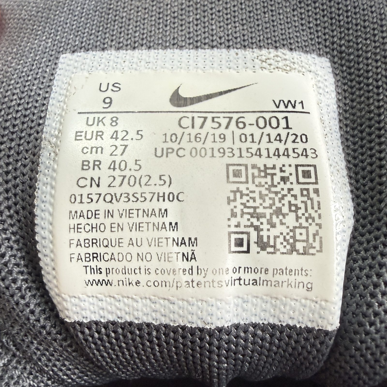 Nike Black & White Air Max UK 7 Lightweight Mesh Trainers image 8