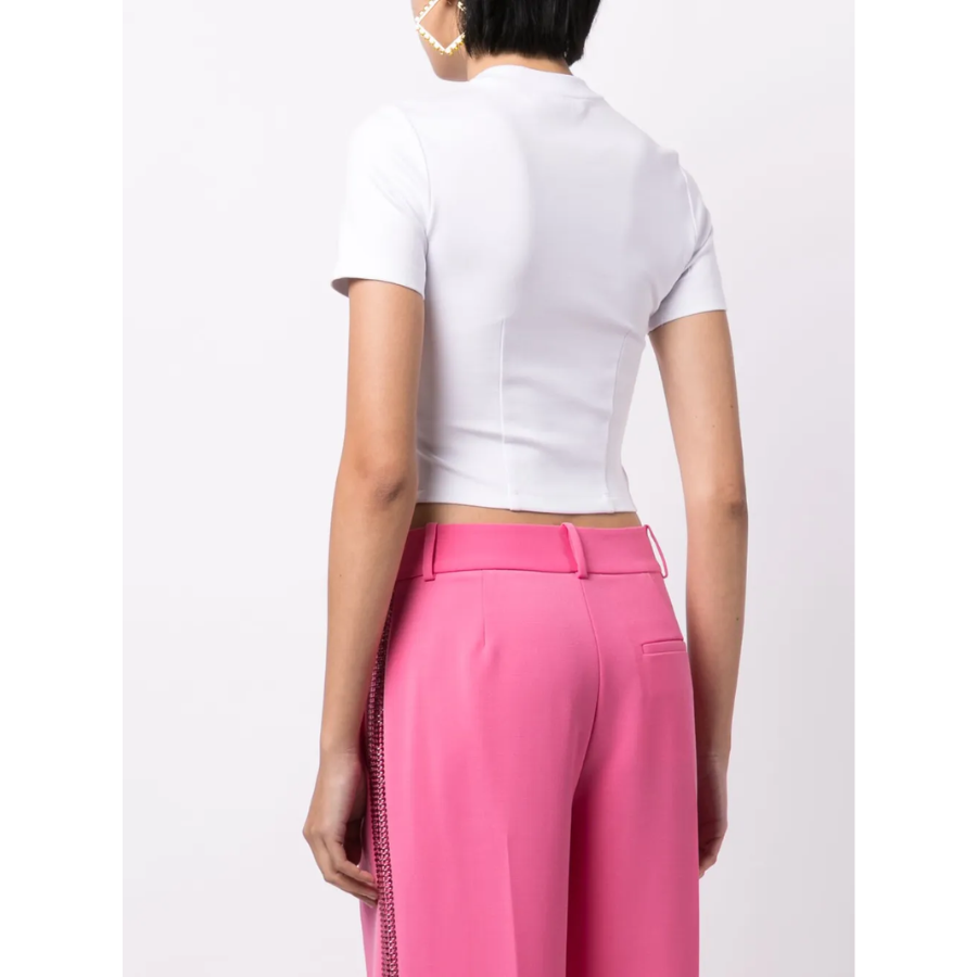 Area White Crystal Embellished Corset Crop Top Small image 5