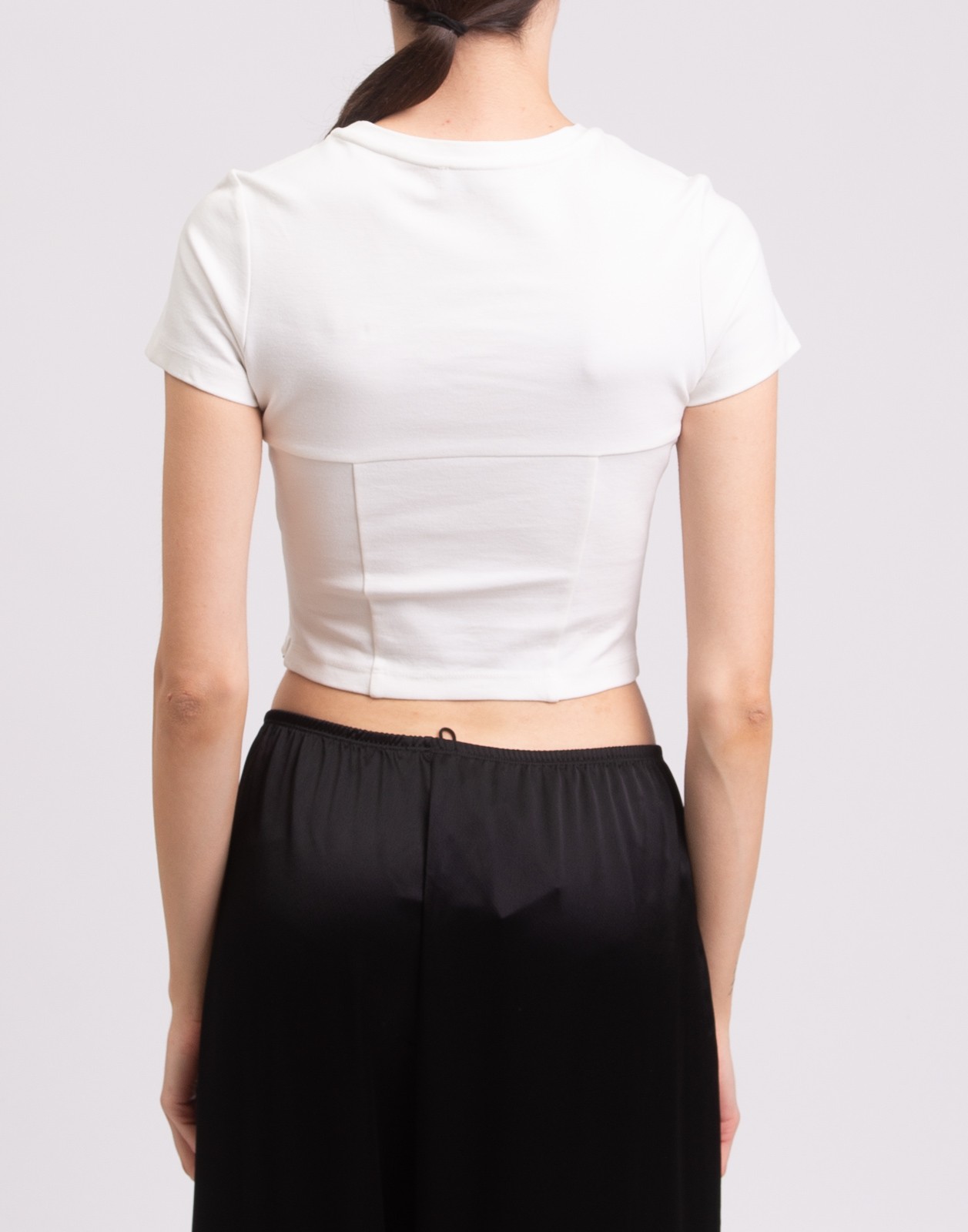 Area White Crystal Embellished Corset Crop Top Small image 10