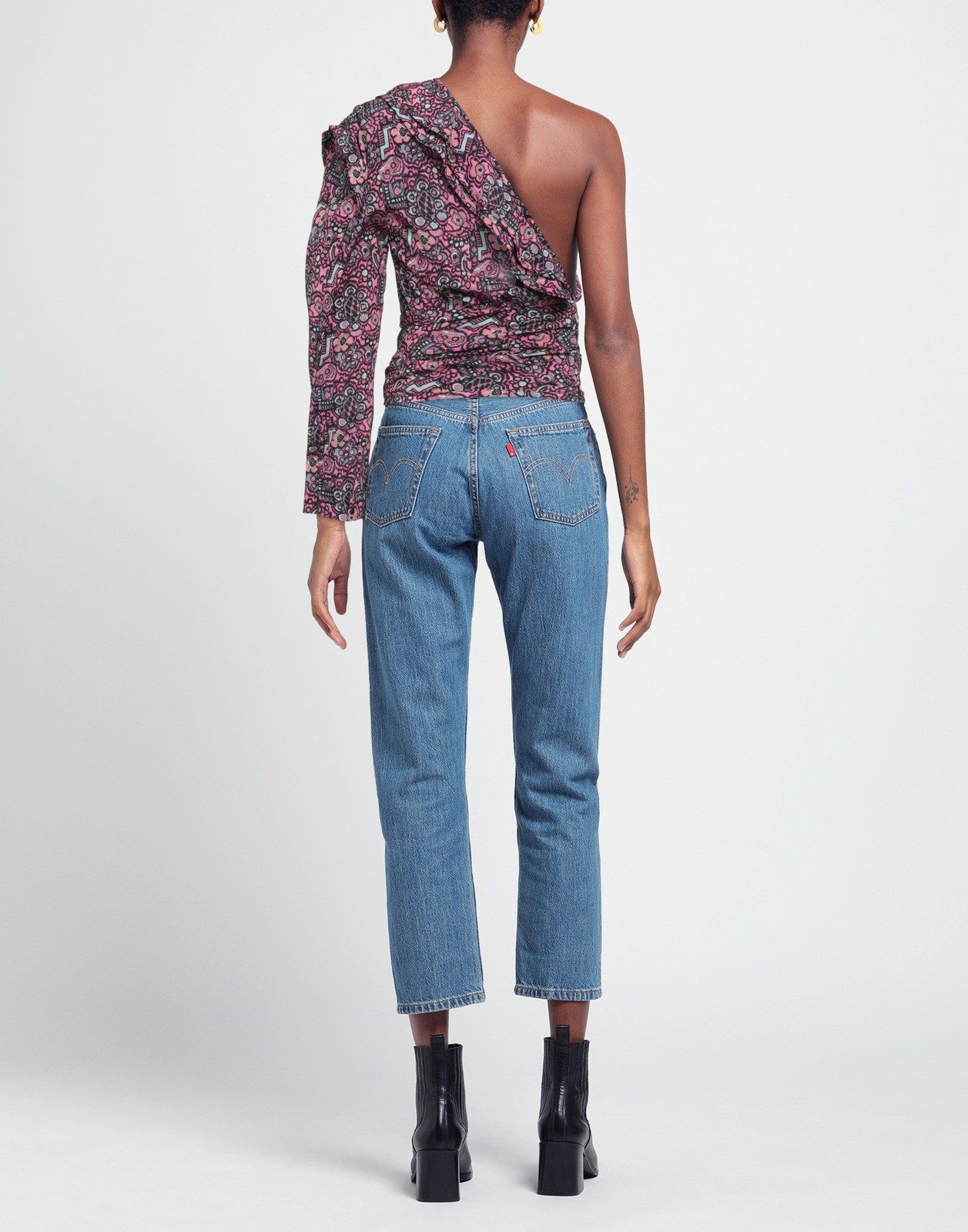 New Isabel Marant Rafiki One-Shoulder Silk Top Pink Printed Size M image 5