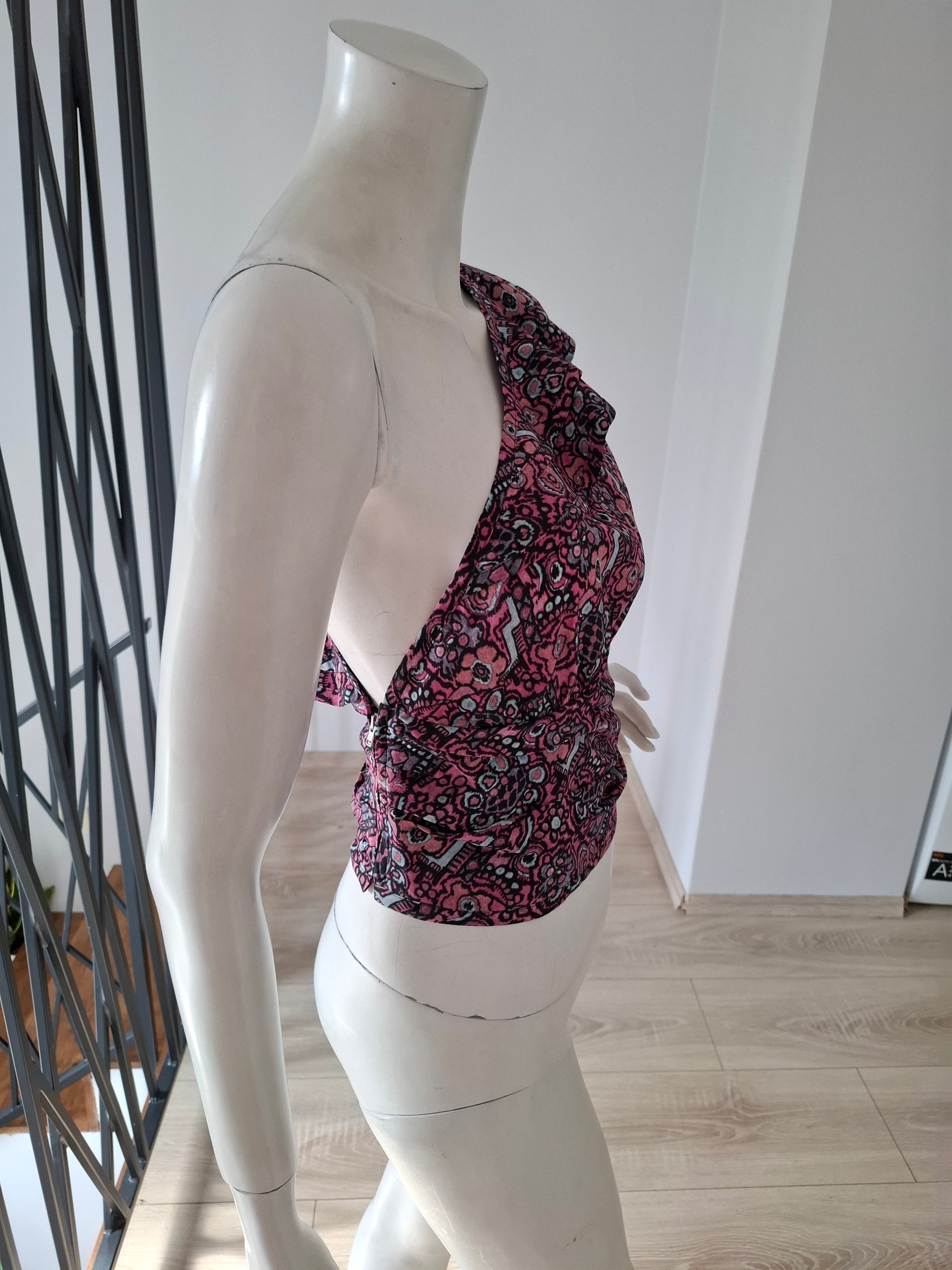 New Isabel Marant Rafiki One-Shoulder Silk Top Pink Printed Size M image 8