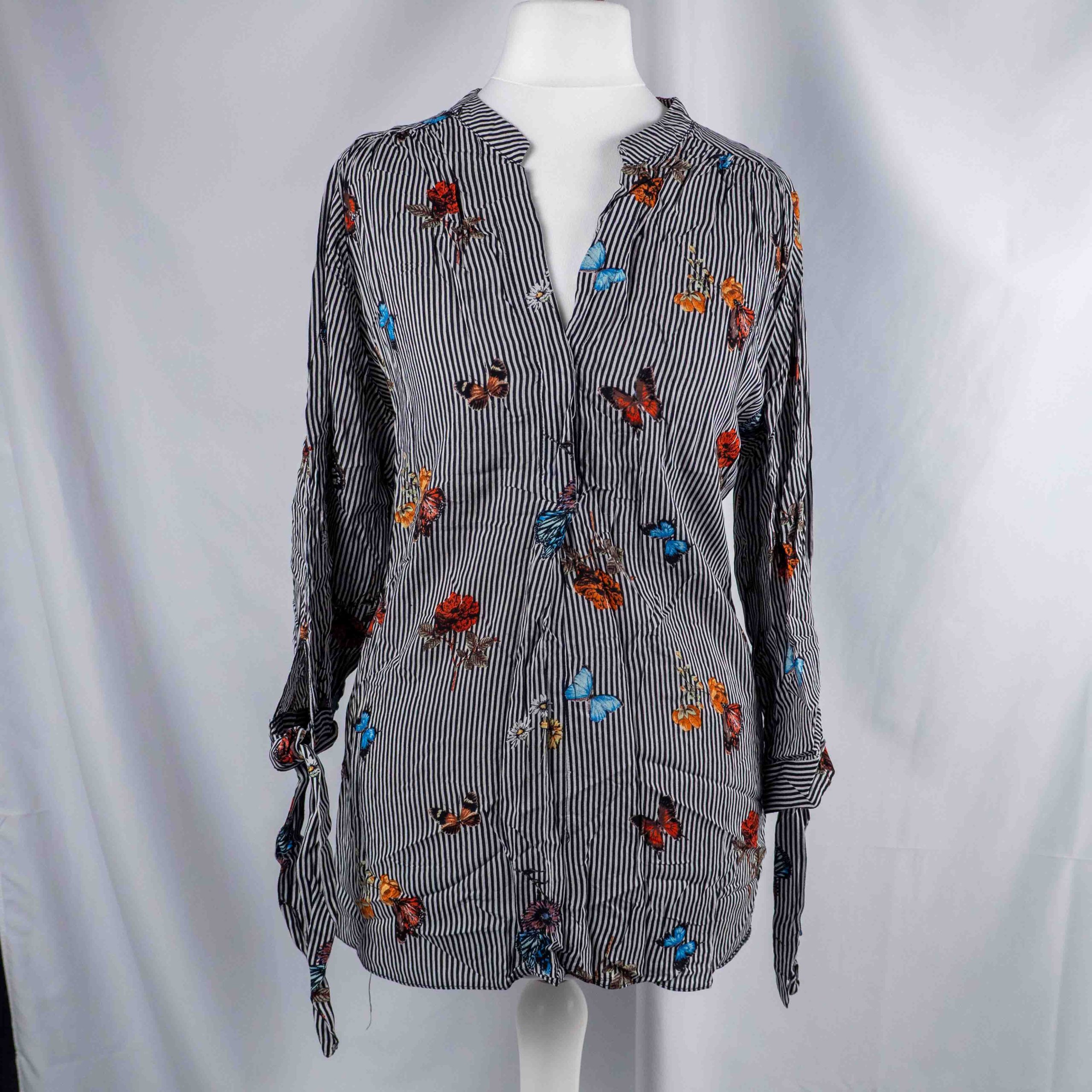 Dorothy Perkins 14 Women's Black & White Butterfly Print Blouse Pre-Owned