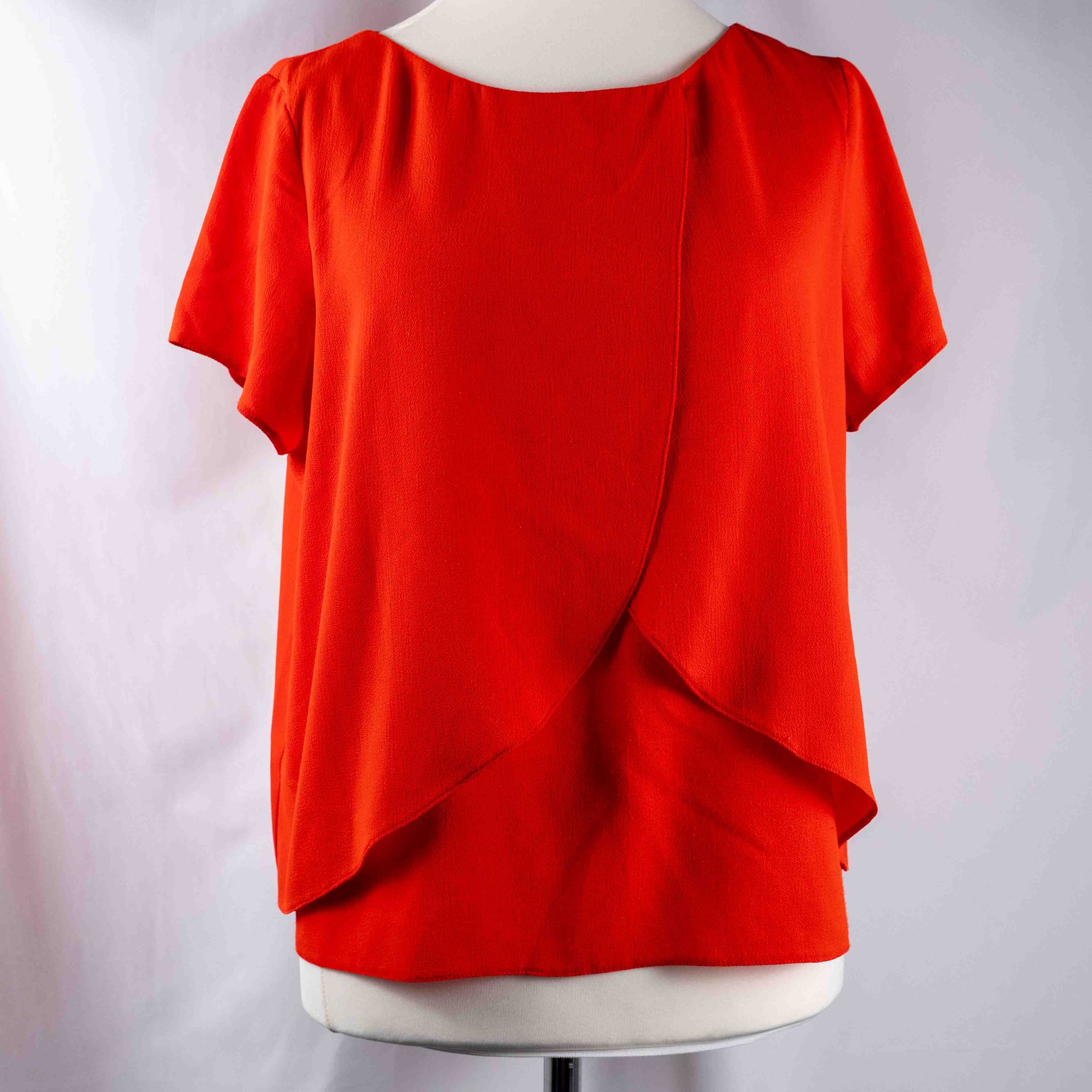 M&Co Petite Red 18 Layered Blouse Pre-Owned
