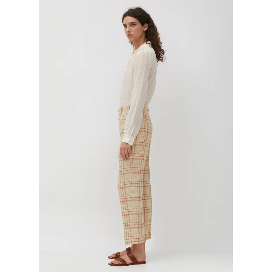 New forte_forte Plaid Linen Blend Trousers Beige Orange Size M image 5
