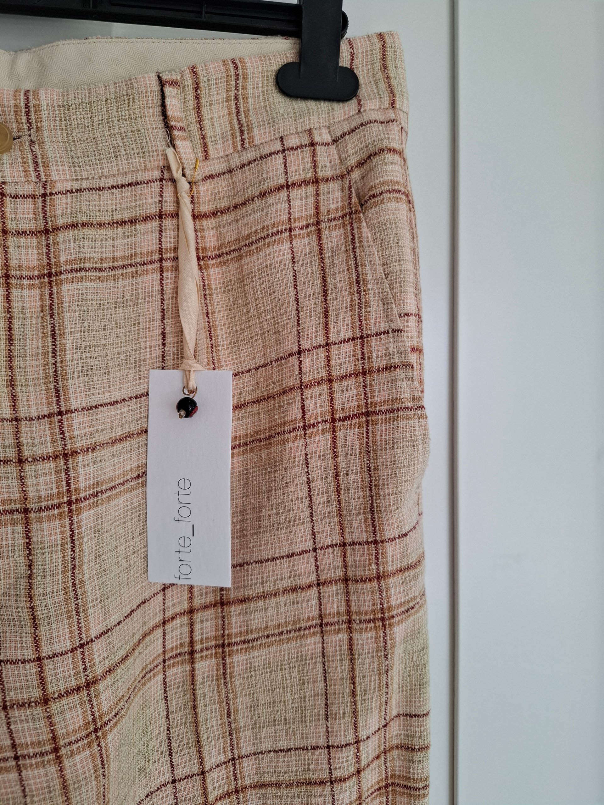 New forte_forte Plaid Linen Blend Trousers Beige Orange Size M image 9