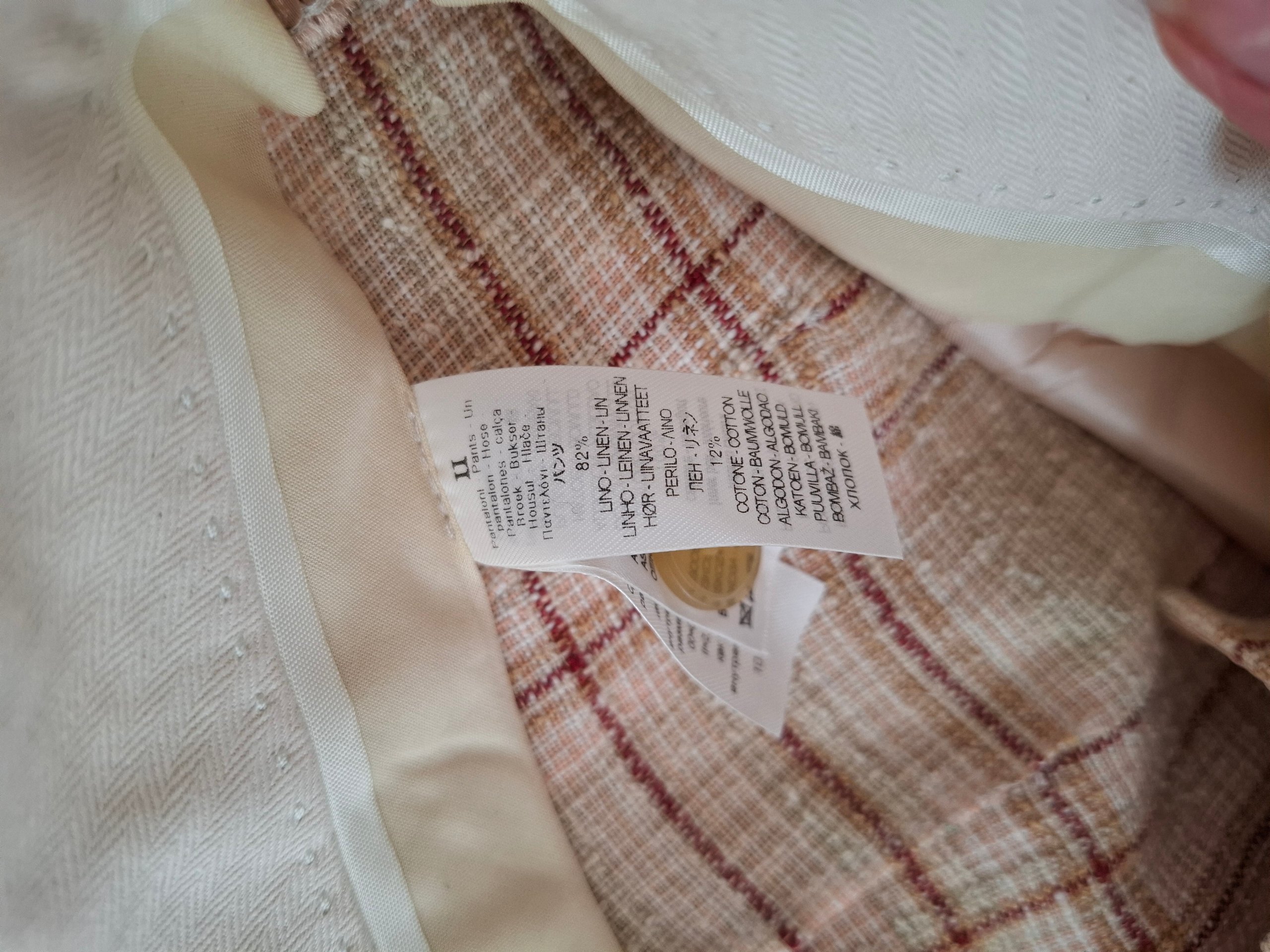 New forte_forte Plaid Linen Blend Trousers Beige Orange Size M image 10