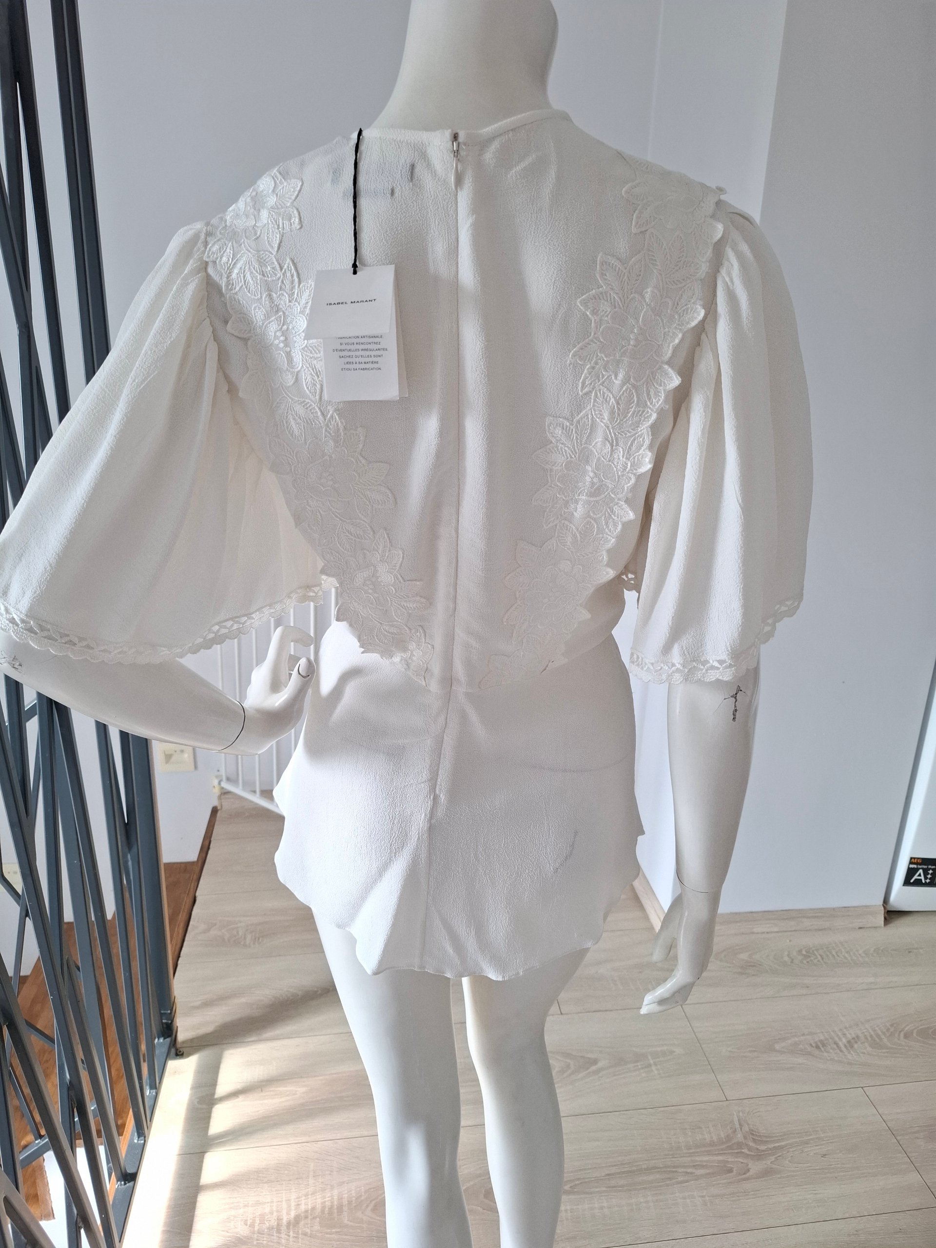 New Isabel Marant Lapao Embroidered Top Off-White Size XS image 9