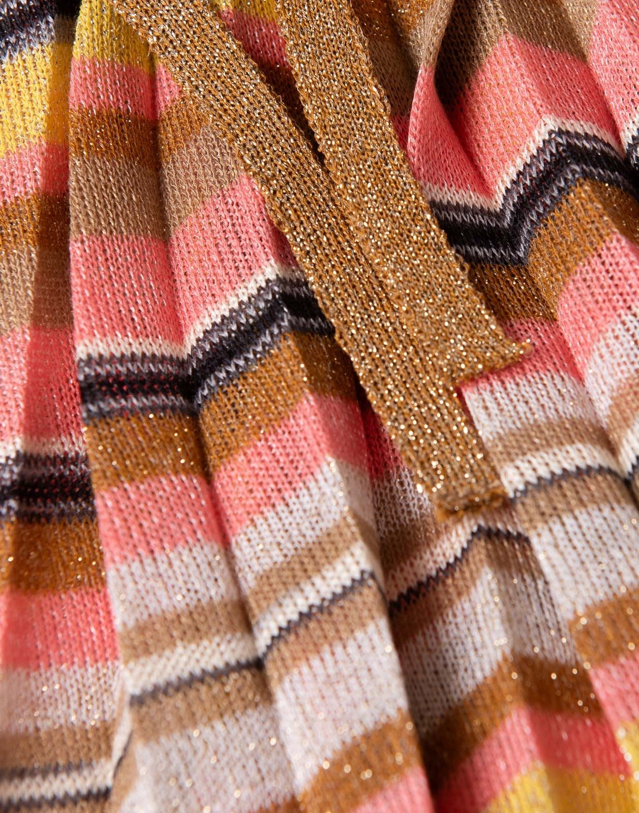 New JUCCA Striped Pleated Midi Dress Pink Gold Size M image 9