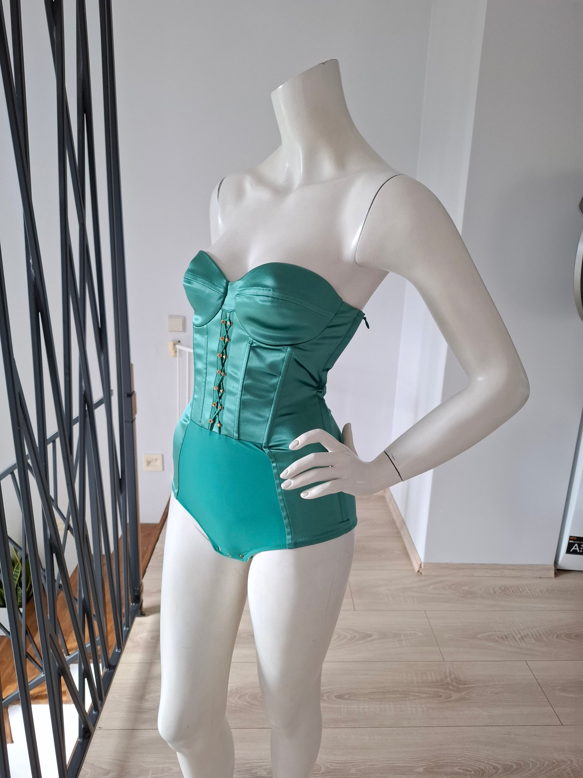 New Elisabetta Franchi Corset Bodysuit Emerald Green Size IT 38 / XS image 5
