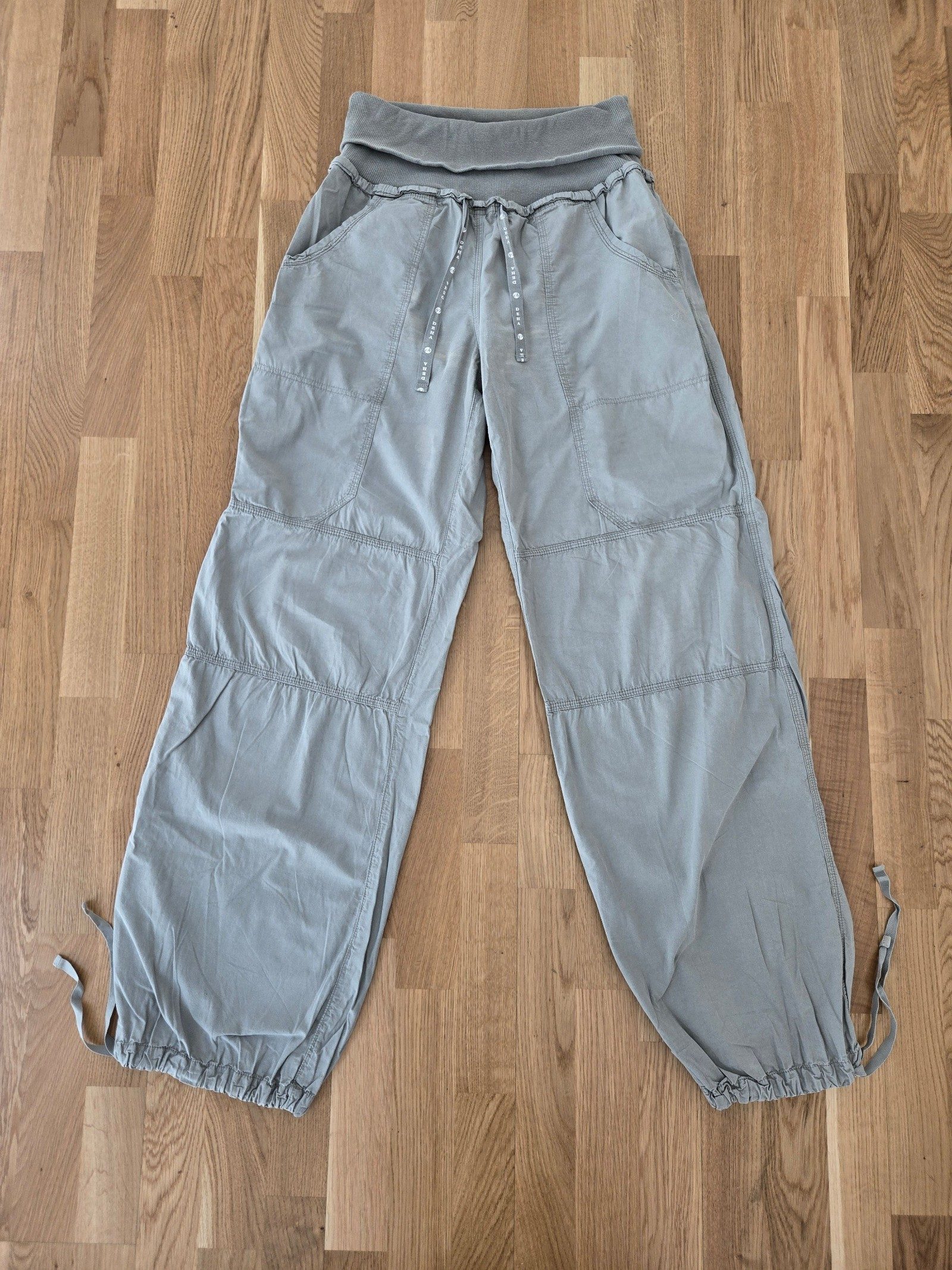 Deha Womens Grey Relaxed Cargo Pants XL Cotton Drawstring
