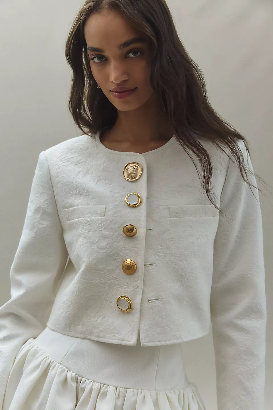 New Derek Lam 10 Crosby Jacquard Jacket Off-White Size US 14 / XL image 3