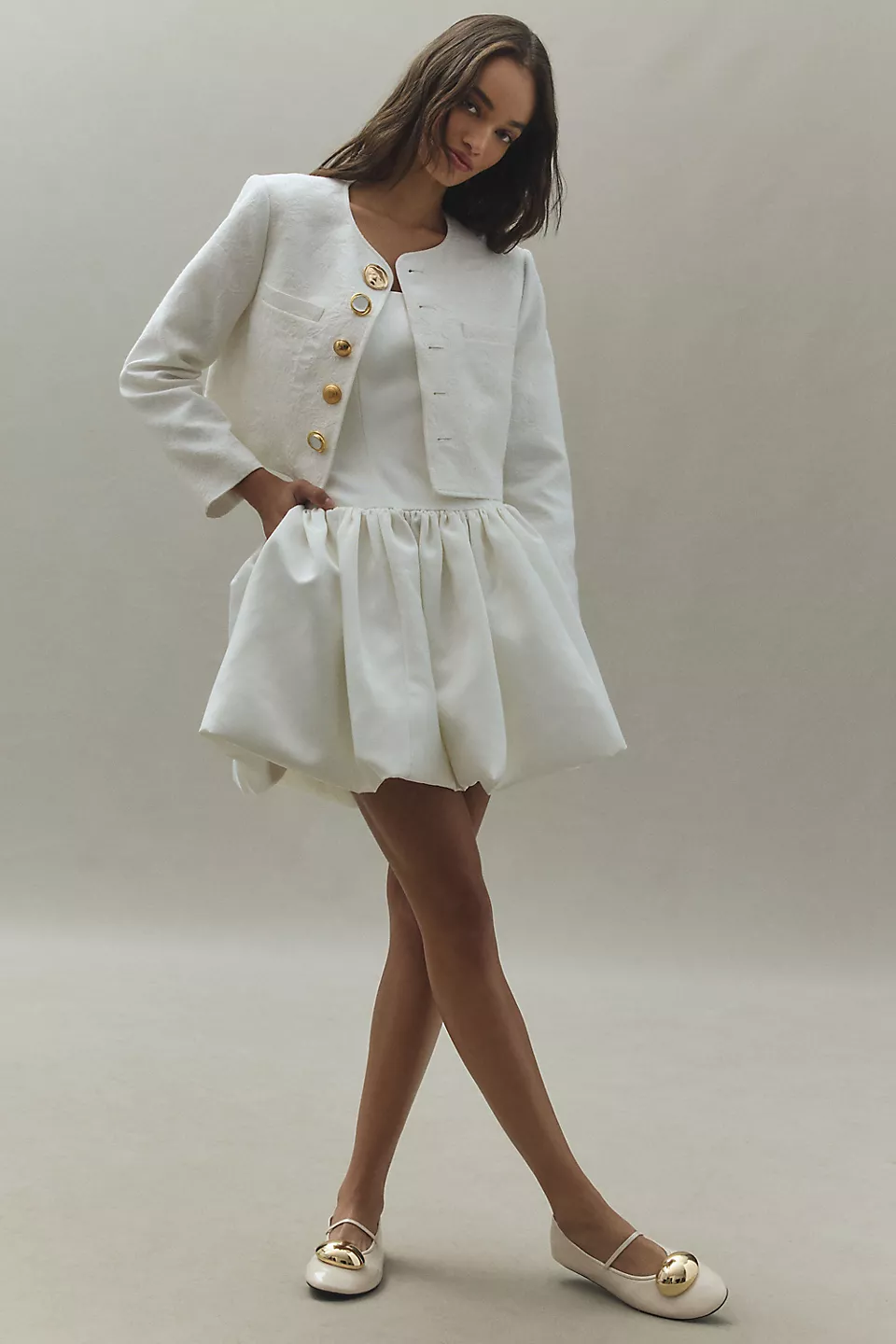 New Derek Lam 10 Crosby Jacquard Jacket Off-White Size US 14 / XL image 4