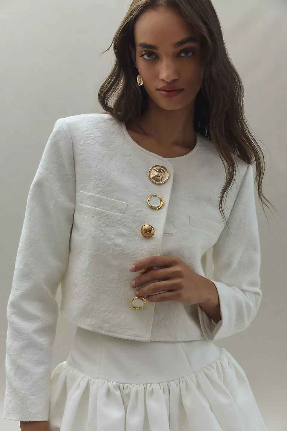 New Derek Lam 10 Crosby Jacquard Jacket Off-White Size US 14 / XL image 6