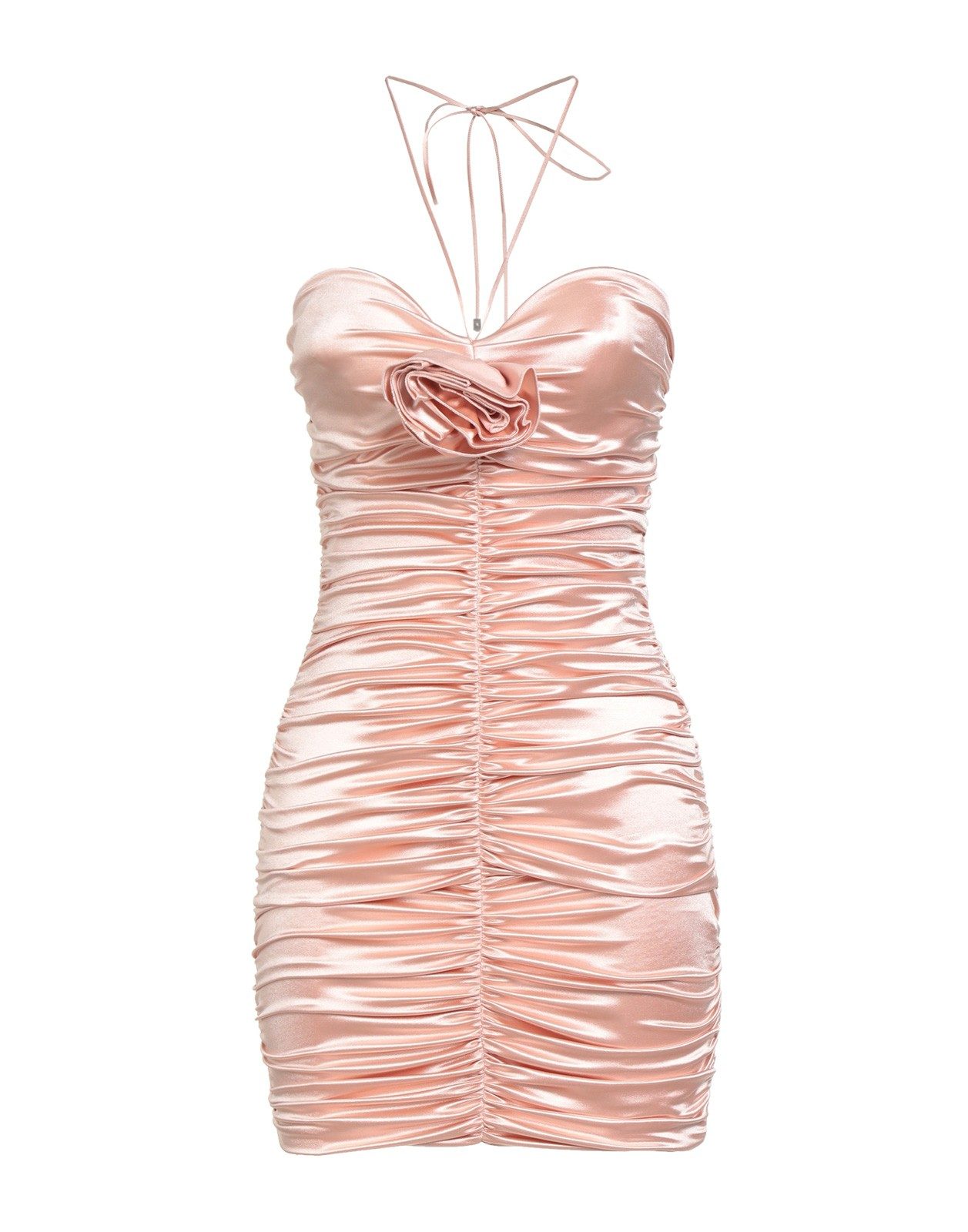 New Elisabetta Franchi Ruched Satin Mini Dress Pink Size IT 40 / S