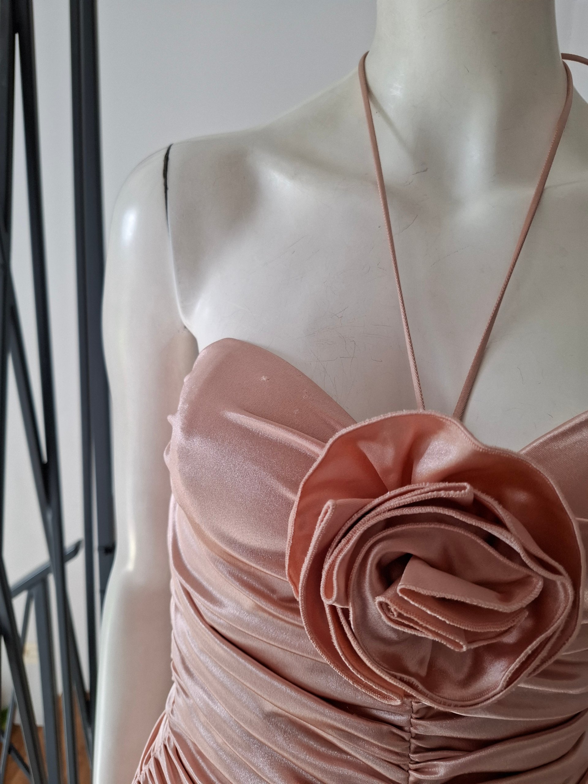 New Elisabetta Franchi Ruched Satin Mini Dress Pink Size IT 40 / S image 7