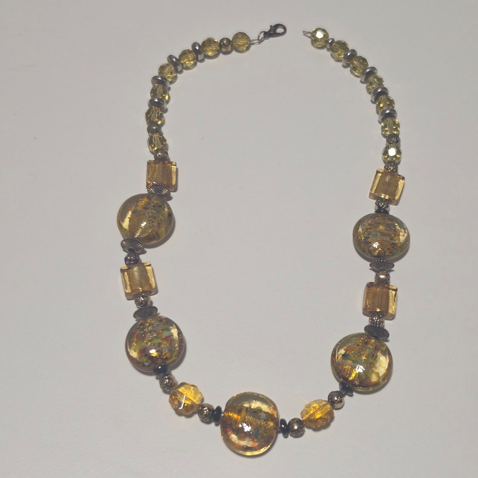 Italian Glass Yellow Bead Necklace.b7 image 2