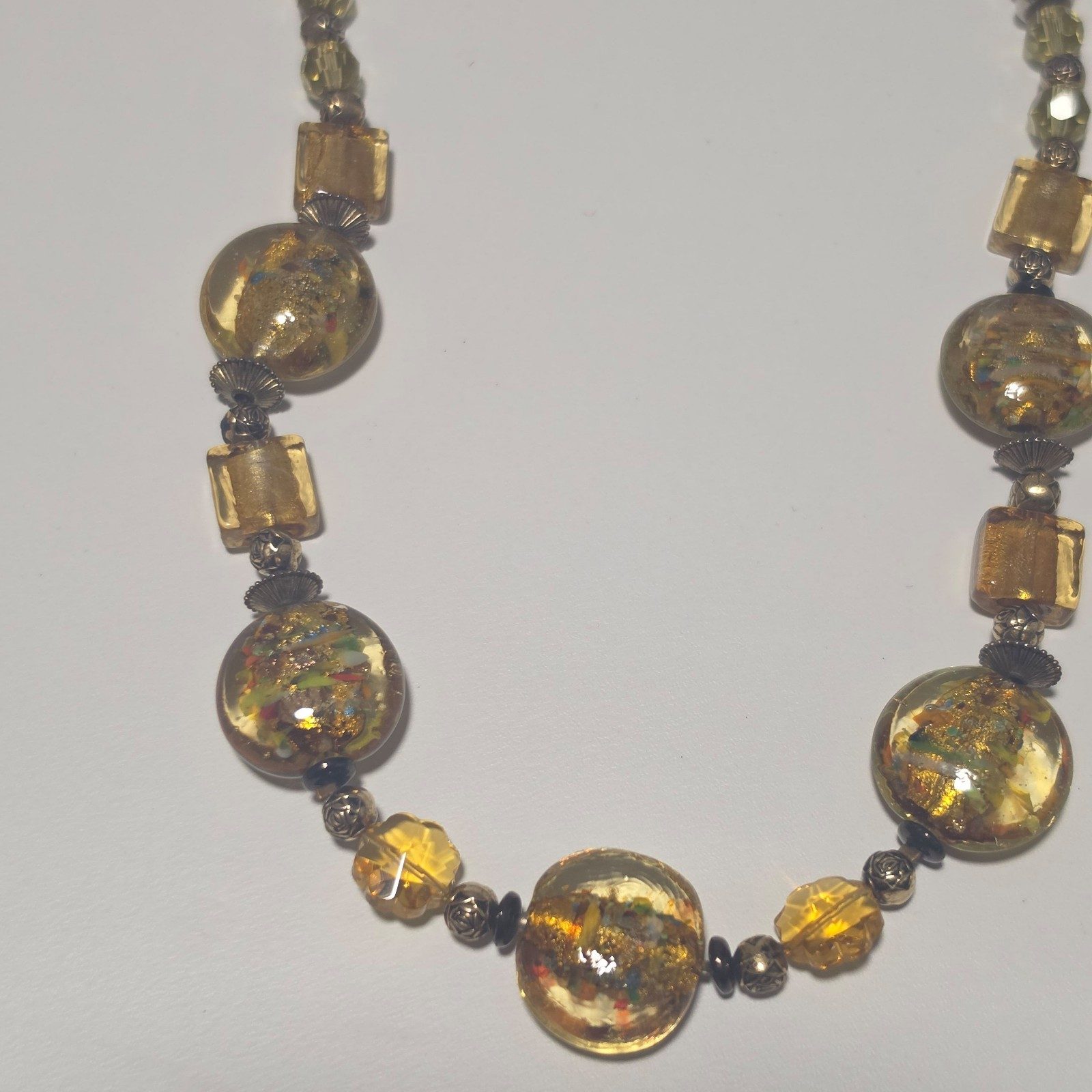 Italian Glass Yellow Bead Necklace.b7 image 3