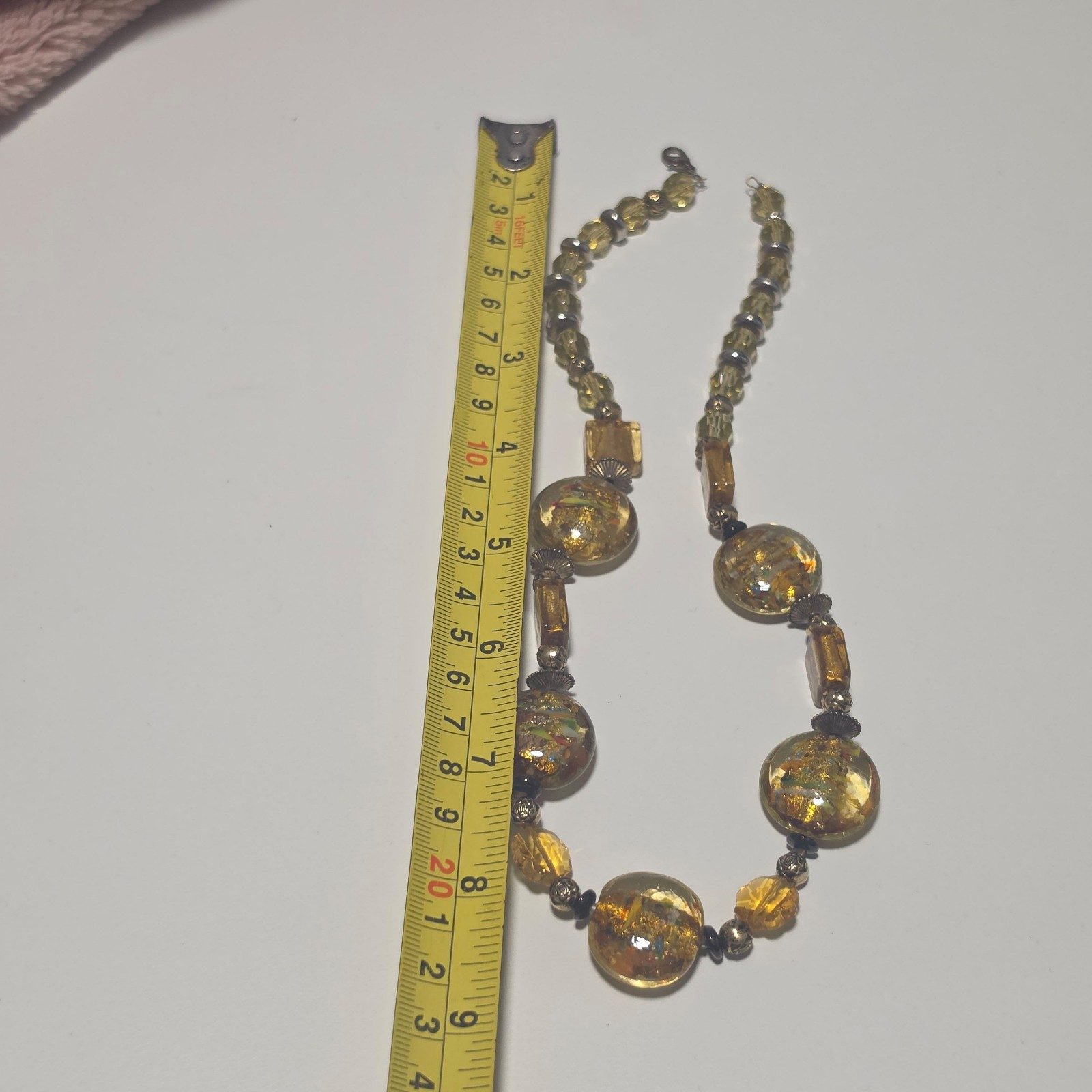 Italian Glass Yellow Bead Necklace.b7 image 4