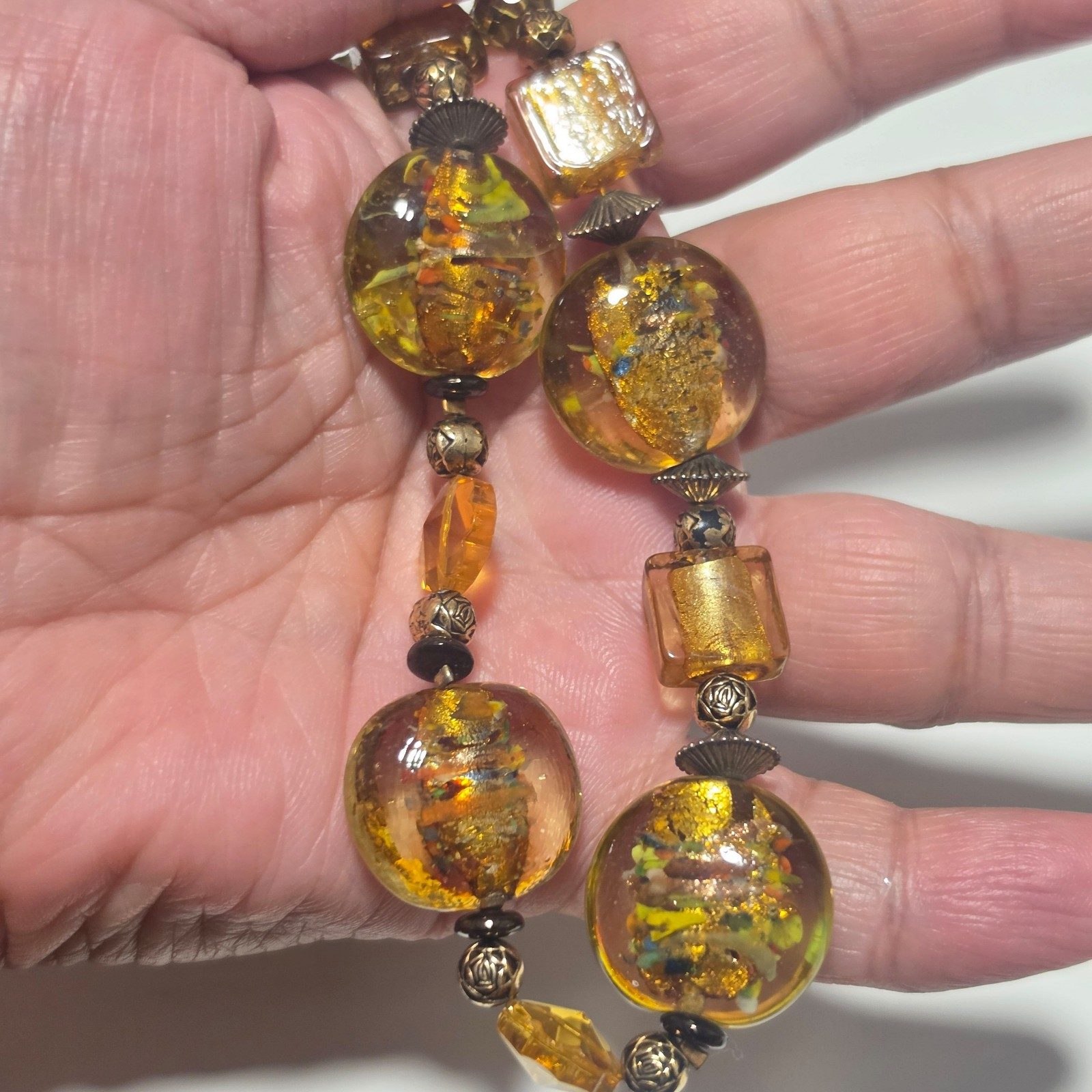 Italian Glass Yellow Bead Necklace.b7 image 5