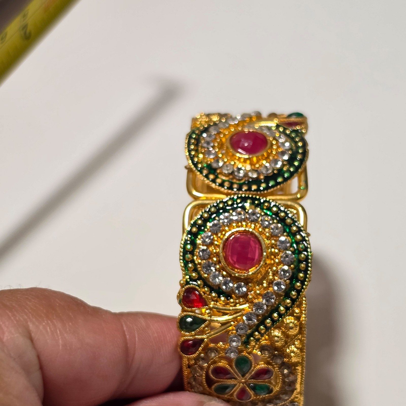 Vintage costume Gold-Tone Multi-Colour Stone Detail Bracelet.b7 image 2