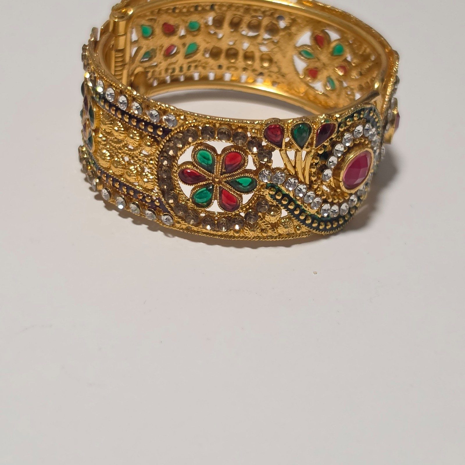 Vintage costume Gold-Tone Multi-Colour Stone Detail Bracelet.b7 image 5