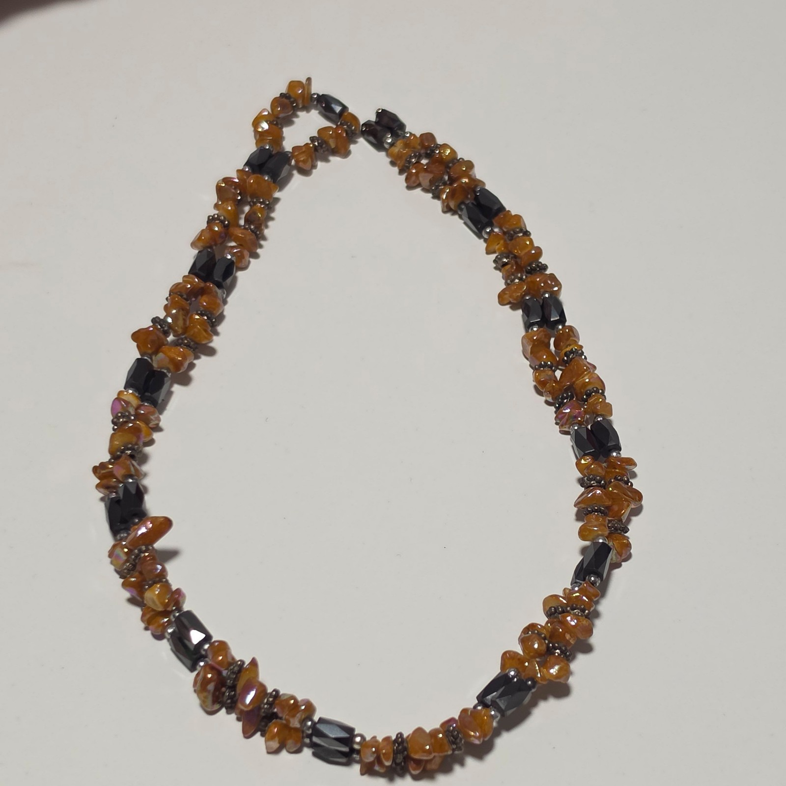 Handmade magnetic Brown & Black Beaded Necklace.b7