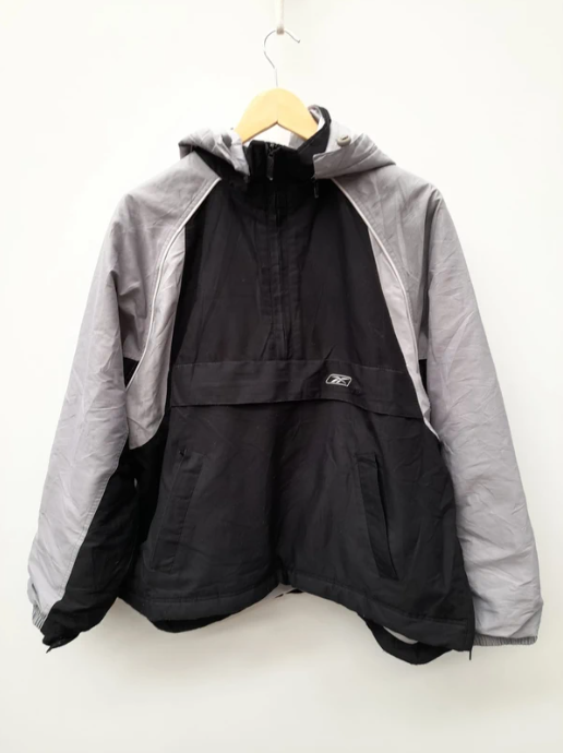 Reebok Men's Black & Grey Hooded Windbreaker Jacket XS image 3