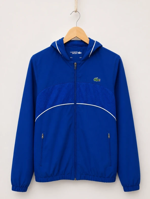 Lacoste Men's Blue Hooded Sports Jacket Small