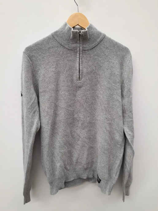 Diesel Men's Grey Cotton Half-Zip Sweater Medium image 2