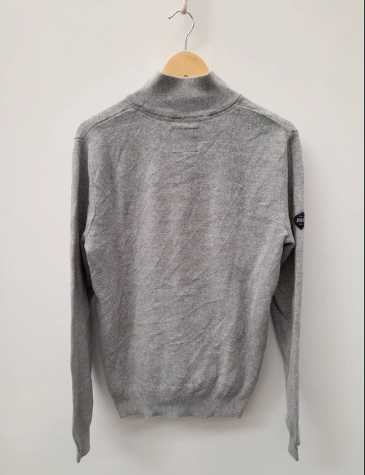 Diesel Men's Grey Cotton Half-Zip Sweater Medium image 3