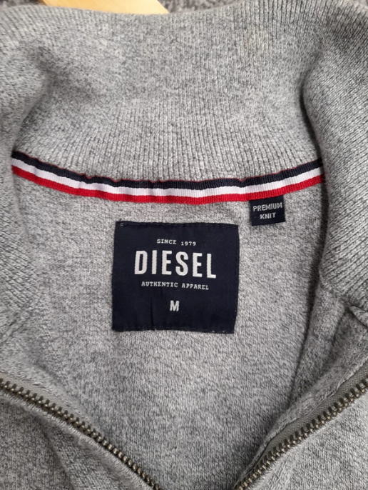 Diesel Men's Grey Cotton Half-Zip Sweater Medium image 4