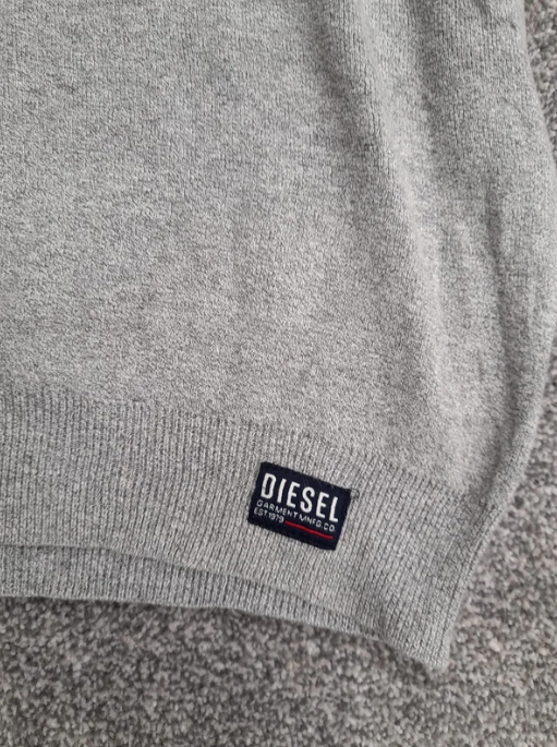 Diesel Men's Grey Cotton Half-Zip Sweater Medium image 7
