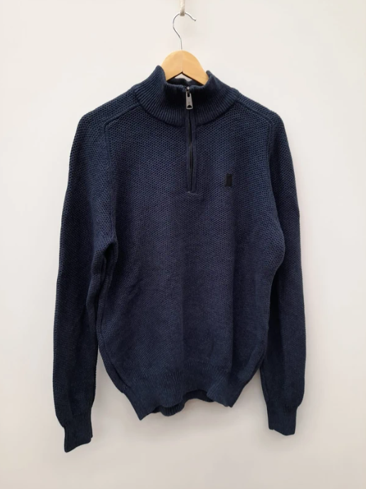 Diesel Navy Cotton Half-Zip Sweater Large image 2