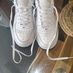 Nike White & Black Air Force 1 Trainers 6