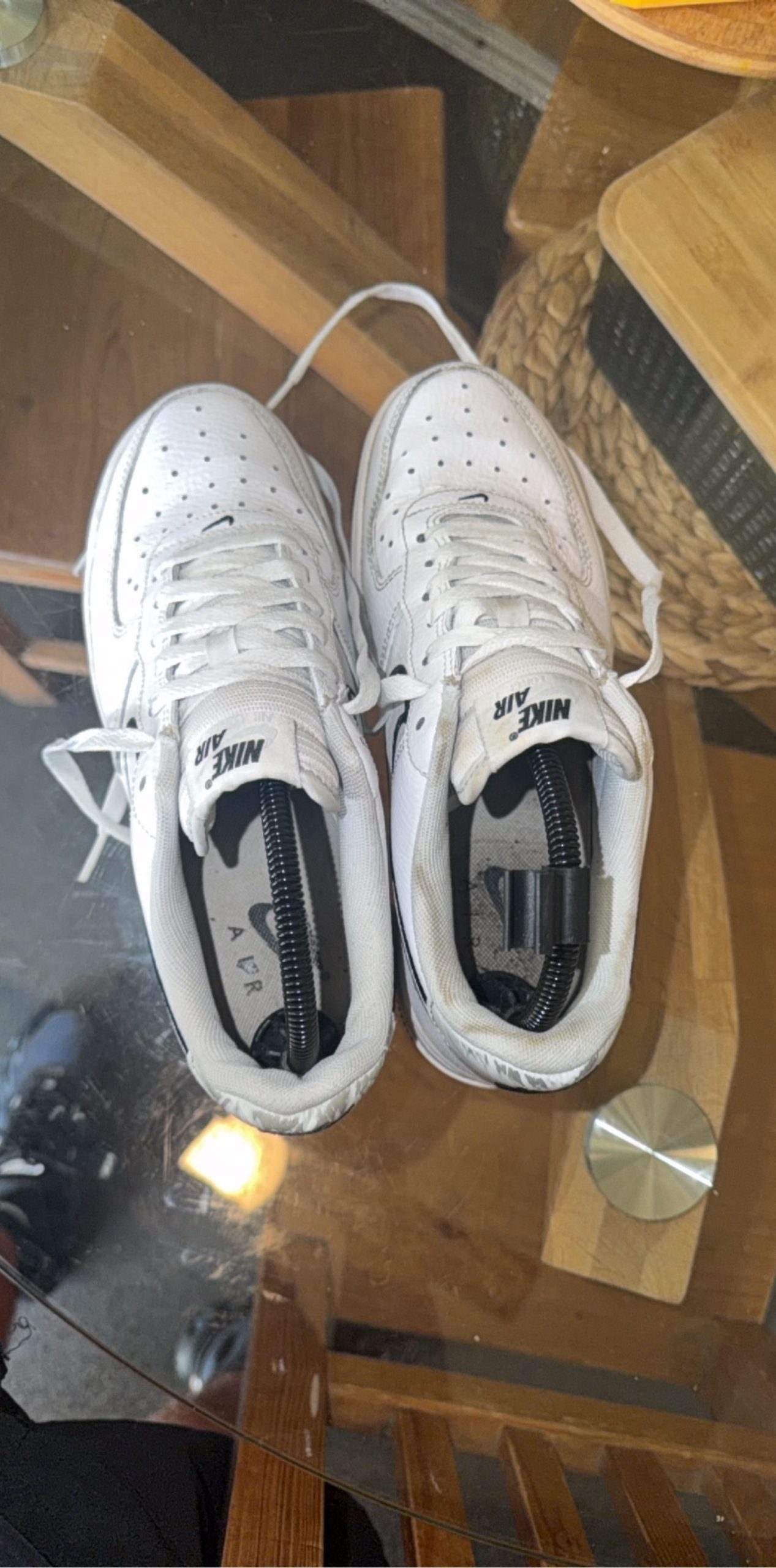 Nike White & Black Air Force 1 Trainers 6 image 3