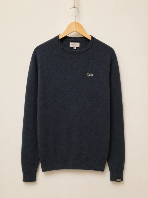 Diesel Navy Blue Cotton Blend Sweater XL